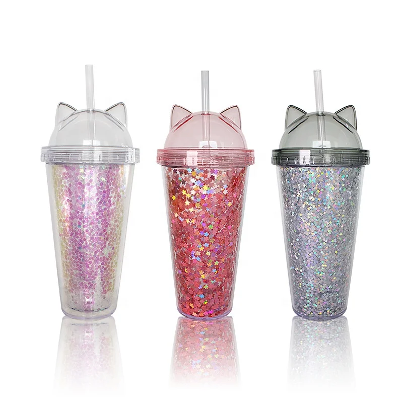 Wholesale custom logo BPA free double wall plastic glitter cat ear tumbler, Customized colors acceptable
Wholesale custom logo BPA free double wall plastic glitter cat ear tumbler, Customized colors acceptable