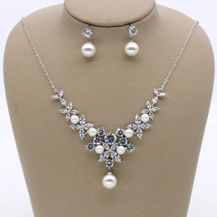 Popular Party Prom Jewelry Crystal Rhinestone Necklace Earring Set CZ zirconia Wedding Bridal Jewelry Set, Silver
Popular Party Prom Jewelry Crystal Rhinestone Necklace Earring Set CZ zirconia Wedding Bridal Jewelry Set, Silver