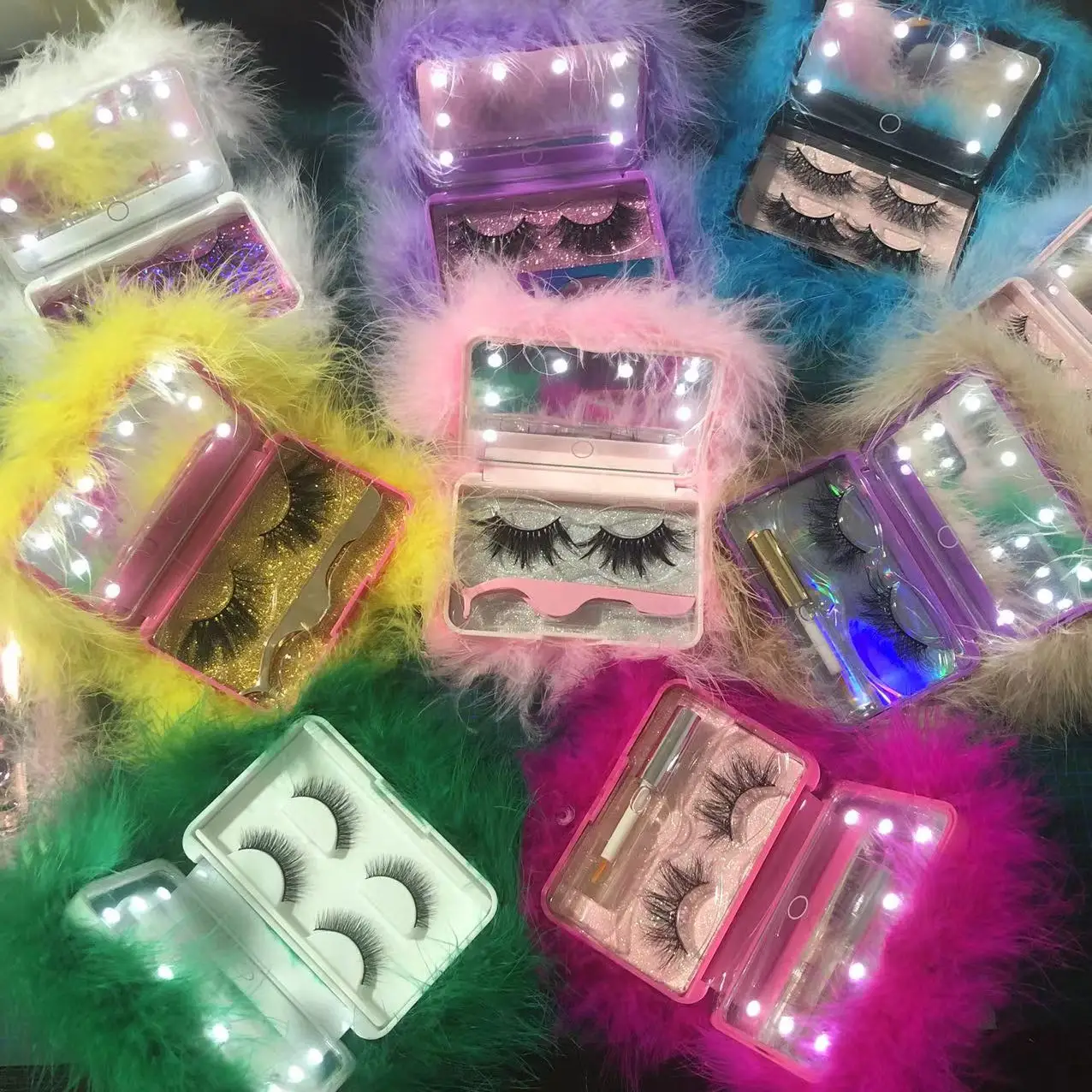 fluffy replace battery led light mirror case with fur custom logo with lashes 3d 25mm mink lashes, Black
fluffy replace battery led light mirror case with fur custom logo with lashes 3d 25mm mink lashes, Black