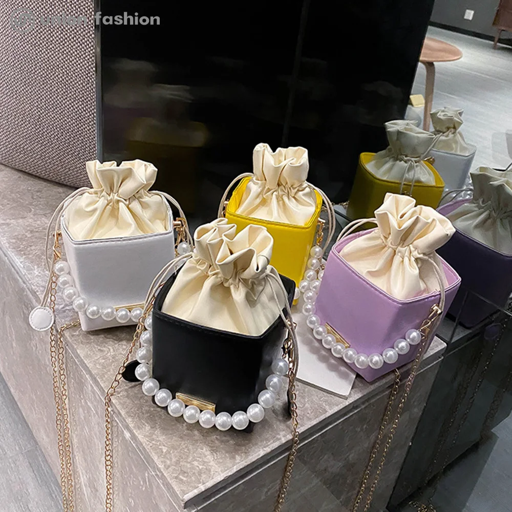 New Arrivals Women Handle Crossbody Purse Box Handbags Pearl Chain Top Handle Bucket Bag, Black/yellow/white/lilac
New Arrivals Women Handle Crossbody Purse Box Handbags Pearl Chain Top Handle Bucket Bag, Black/yellow/white/lilac