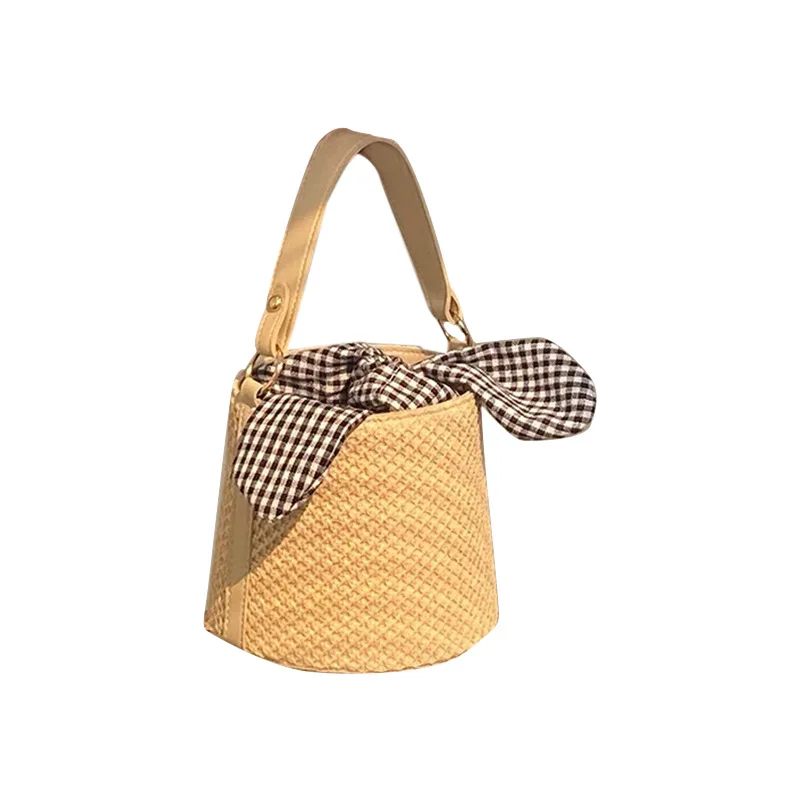All Matching Bow-knot Decoration Bucket Straw Bag One-shoulder Crossbody Woven Basket Handbag/, Beige
All Matching Bow-knot Decoration Bucket Straw Bag One-shoulder Crossbody Woven Basket Handbag/, Beige