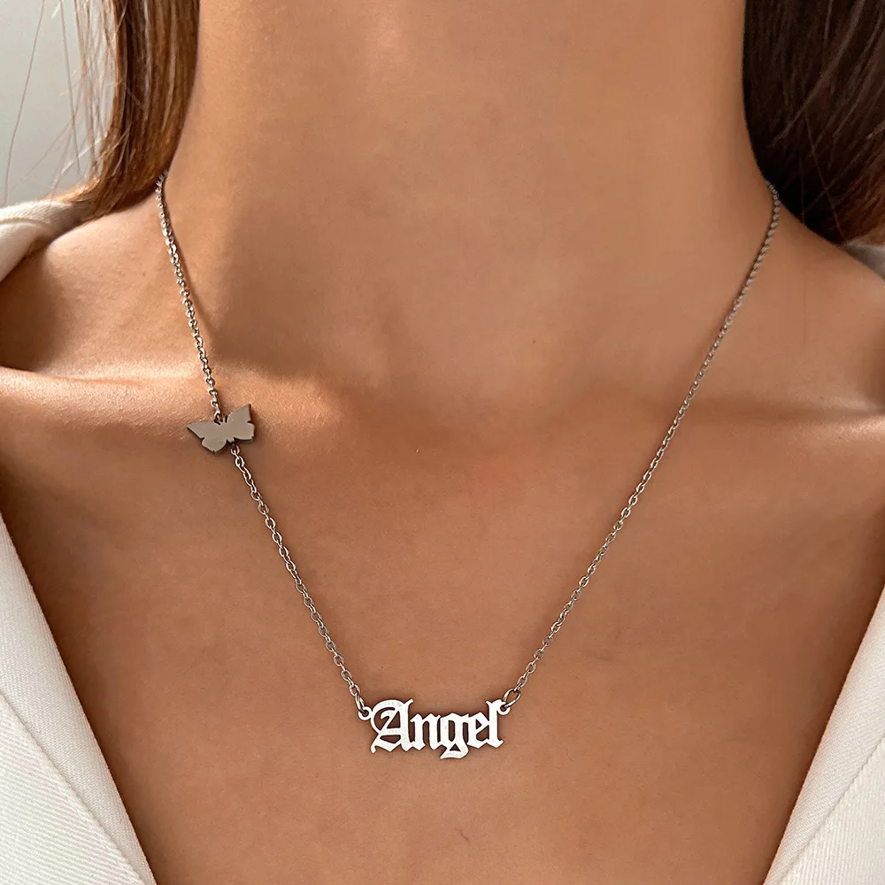 Lovely Temperament Stainless Steel Charm Necklaces Jewelry Butterfly Angel Letters Pendant Necklaces For Women
Lovely Temperament Stainless Steel Charm Necklaces Jewelry Butterfly Angel Letters Pendant Necklaces For Women