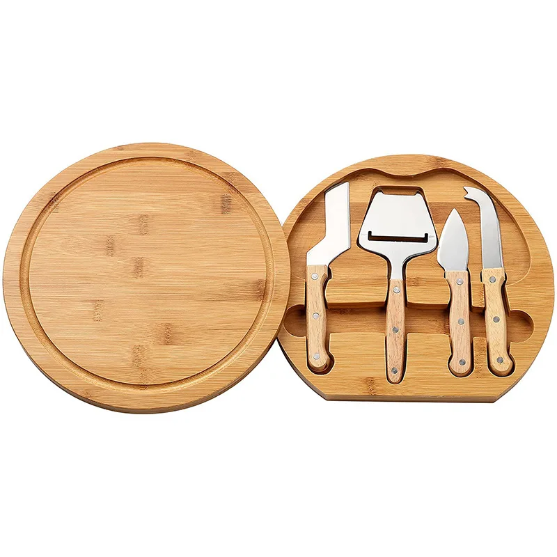 Bamboo Round Swivel Meat Platter Personalized Tray Cheese Board and Knife Set, Natural
Bamboo Round Swivel Meat Platter Personalized Tray Cheese Board and Knife Set, Natural