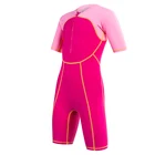 Factory Directly Supply Short Sleeve UV Protection Front Zipper Young Girl Plus Size One Piece Kids Swimwear Swimsuit