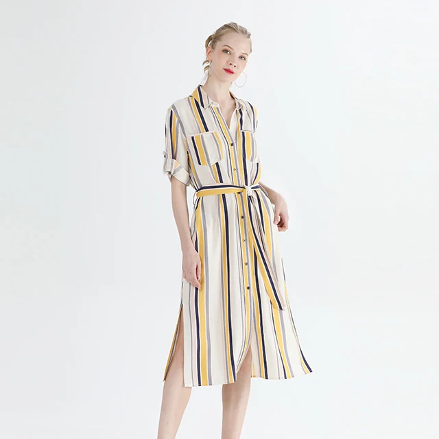 Long Sleeve Turn Down Collar Linen Belted Office Work Casual Summer Shirt Dresses for Women
Long Sleeve Turn Down Collar Linen Belted Office Work Casual Summer Shirt Dresses for Women