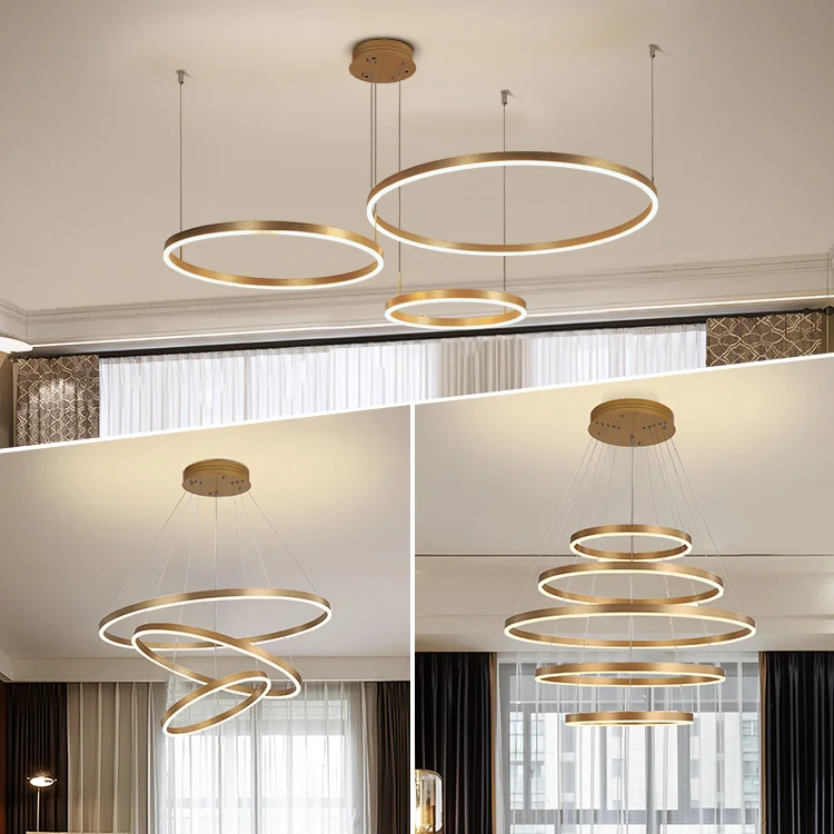 Modern golden rings pendant lamp 85~265V ceiling lighting chandelier round pendant light
Modern golden rings pendant lamp 85~265V ceiling lighting chandelier round pendant light