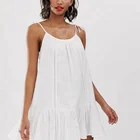 OEM manufacturer ladies fancy short summer dress lace insert beach dress in white