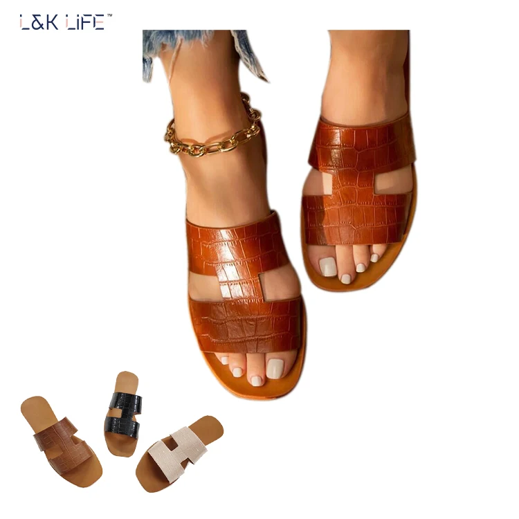 2021 High quality fashion summer women's pu crocodile leather H shaped ladies slippers
2021 High quality fashion summer women's pu crocodile leather H shaped ladies slippers