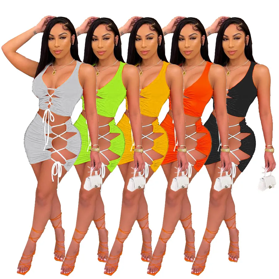 2021 Girls Plus Size Dress Women Two Piece Skirt Sets String Up Sleeveless Skirt Sexy For Women
2021 Girls Plus Size Dress Women Two Piece Skirt Sets String Up Sleeveless Skirt Sexy For Women