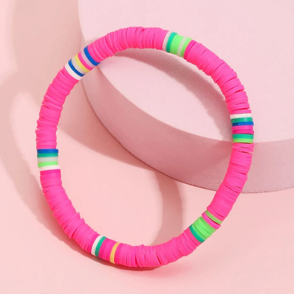 Rainbow Soft Pottery Colorful Holiday Beach Bracelet Handmade Elastic Rope Summer Women's Bracelet Accessories Jewelry, Picture shows
Rainbow Soft Pottery Colorful Holiday Beach Bracelet Handmade Elastic Rope Summer Women's Bracelet Accessories Jewelry, Picture shows