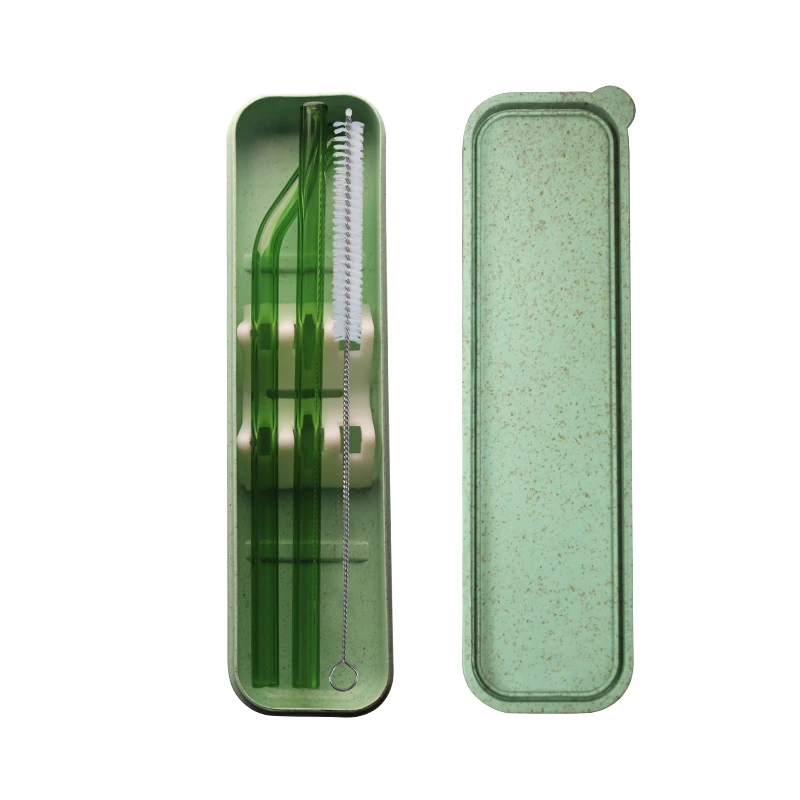 Factory made reusable drinking color straight reusable wheat glass straw packaging set, Clear 
Factory made reusable drinking color straight reusable wheat glass straw packaging set, Clear