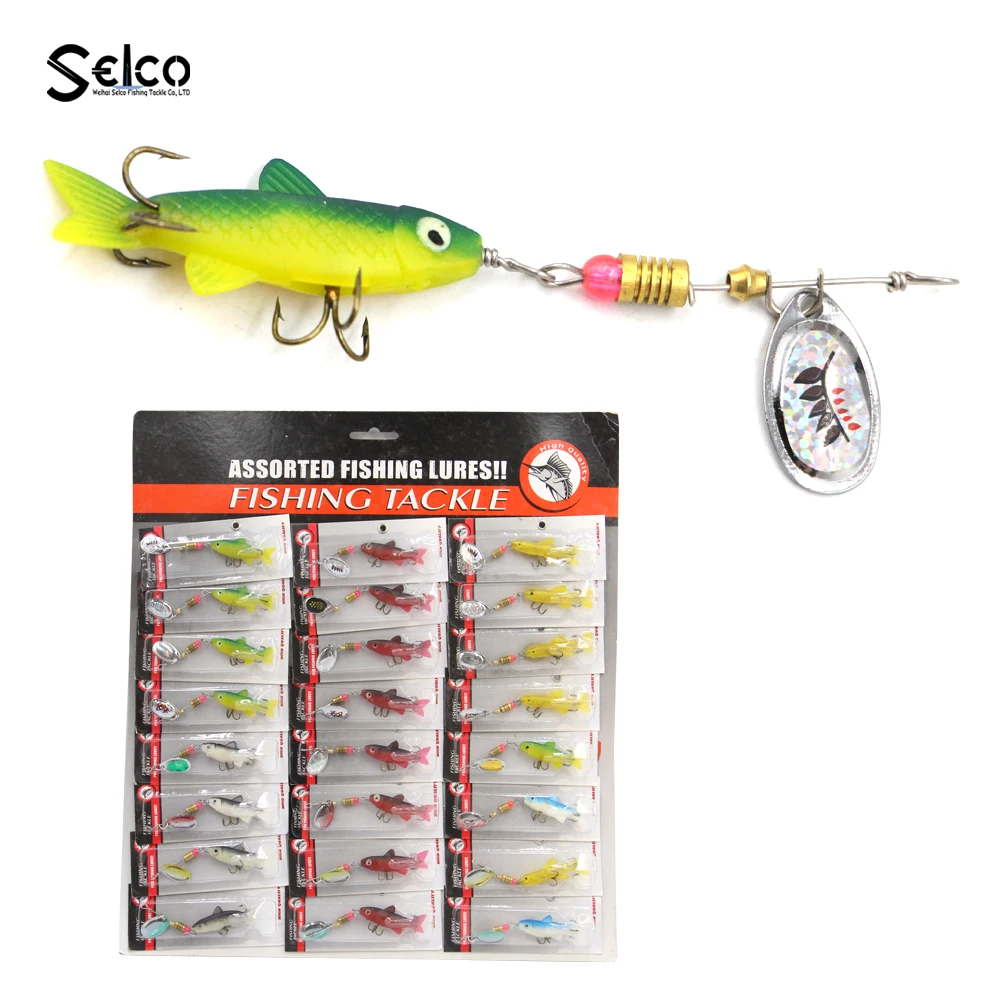 Selco Fishing Spinner Bass Trout Salmon Soft Bait PVC Lures Set 24pcs Soft Fishing Lure Kit
Selco Fishing Spinner Bass Trout Salmon Soft Bait PVC Lures Set 24pcs Soft Fishing Lure Kit