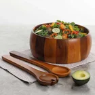 Wood Bamboo Bowl Kitchen Custom Wholesale Bamboo Wooden Salad Bowl Set