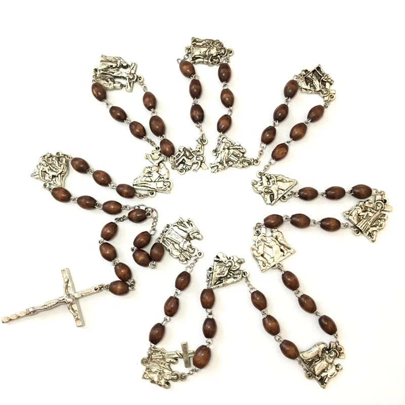 Stations of the Cross Metal Chaplet Set - Set of 14 metals Catholic Wooden Rosary Jewelry, Brown & white
Stations of the Cross Metal Chaplet Set - Set of 14 metals Catholic Wooden Rosary Jewelry, Brown & white