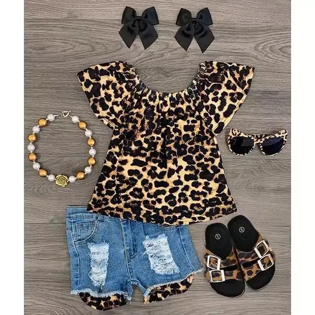 2020 New Kids Baby Girls Clothes set 2Pcs Leopard Outfits Ruffles Off Shoulder T-Shirt Ripped Denim Shorts with Pockets Girl Set, As picture
2020 New Kids Baby Girls Clothes set 2Pcs Leopard Outfits Ruffles Off Shoulder T-Shirt Ripped Denim Shorts with Pockets Girl Set, As picture