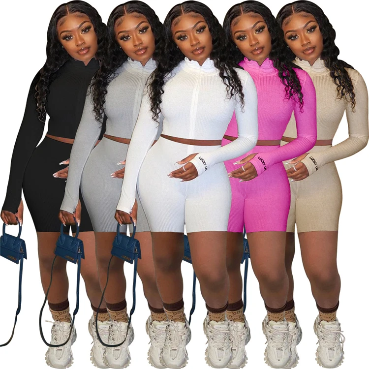 S2055-clothing female wholesale long sleeve ribbed short set ladies fall women 2 piece set
S2055-clothing female wholesale long sleeve ribbed short set ladies fall women 2 piece set