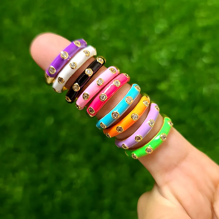 RM1233 Hot Selling Simple Brass Metal CZ diamond micro pave Rainbow Colored Enamel Daily Rings for Ladies
RM1233 Hot Selling Simple Brass Metal CZ diamond micro pave Rainbow Colored Enamel Daily Rings for Ladies