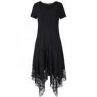OEM service short sleeve black beach dresses women summer party dress
