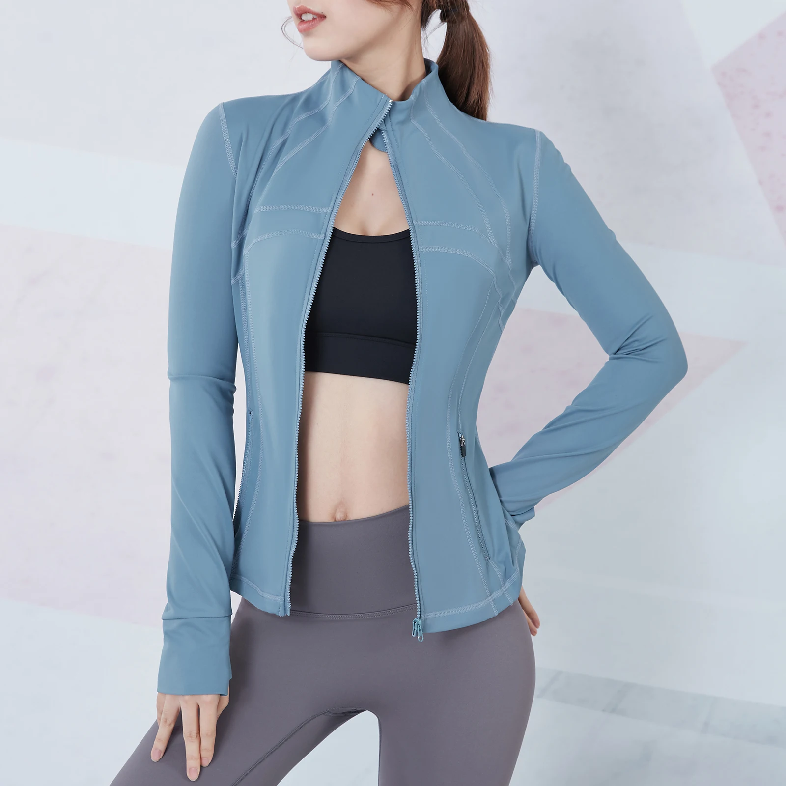 Wholesale Zipper Yoga Jackets Workout Long Sleeve Jackets Fitness Gym Exercise Sports Top Women Fitness Sport With Thumb Holes
Wholesale Zipper Yoga Jackets Workout Long Sleeve Jackets Fitness Gym Exercise Sports Top Women Fitness Sport With Thumb Holes