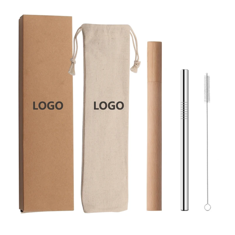 Customize logo Kraft paper case box stainless steel reusable drinking straw with wooden case with logo, Customized color
Customize logo Kraft paper case box stainless steel reusable drinking straw with wooden case with logo, Customized color