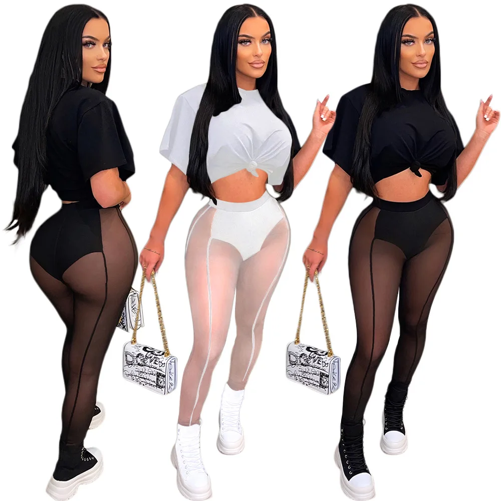 S61110 - Fashion casual t-shirt and pants mesh see through sheer short sleeve solid women two piece set
S61110 - Fashion casual t-shirt and pants mesh see through sheer short sleeve solid women two piece set
