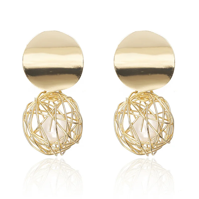 Fashion New Design Punk Round Geometric Earings Creative Woven Ball Pearl Earrings For Women Girls
Fashion New Design Punk Round Geometric Earings Creative Woven Ball Pearl Earrings For Women Girls
