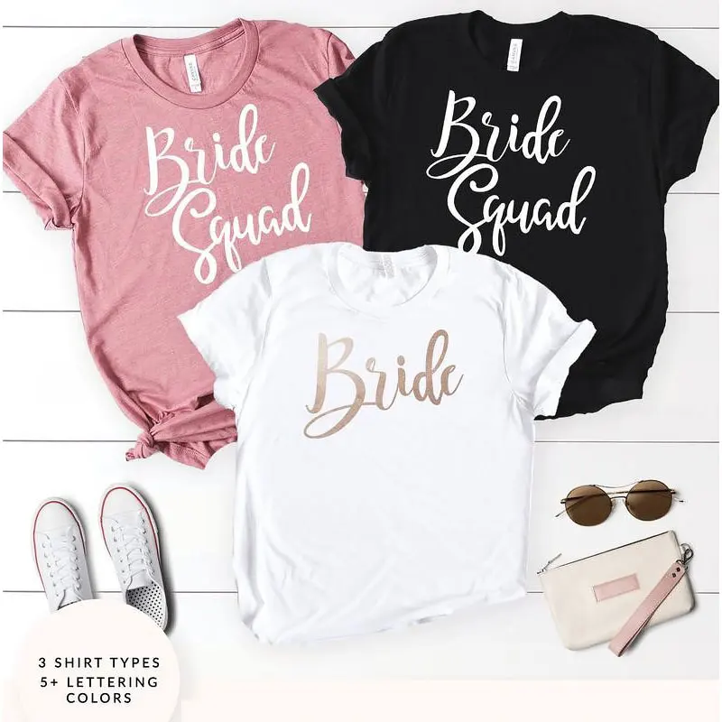 Bride squad Bride European and American alphabet short sleeve bridesmaid T shirts Monogrammed Bridesmaid Shirt Short Sleeves
Bride squad Bride European and American alphabet short sleeve bridesmaid T shirts Monogrammed Bridesmaid Shirt Short Sleeves