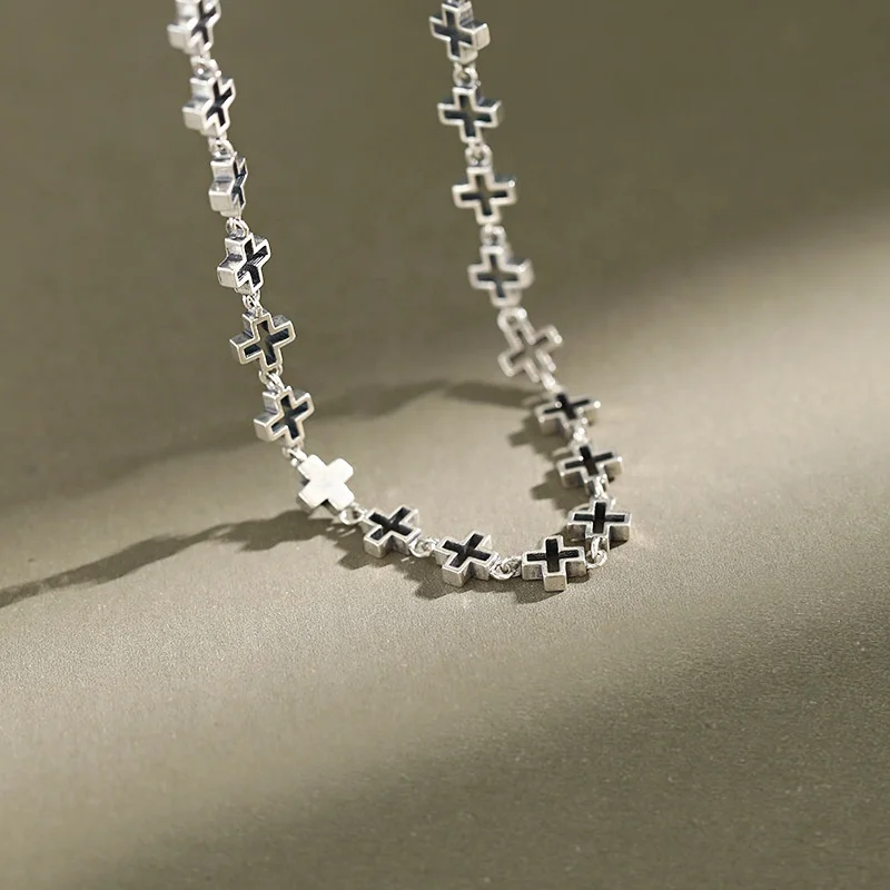 INS Retro Simple Chain Cross Jewelry 925 Sterling Silver Geometric Cross Link Choker for Women
INS Retro Simple Chain Cross Jewelry 925 Sterling Silver Geometric Cross Link Choker for Women