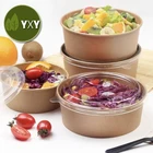 Get!!! 100% Food Grade 750ml 1000ml Disposable Kraft Paper Salad Bowl