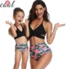 2019 2pcs swimsuit women & daughter cute baby girls kids bikini swimwear and beachwear