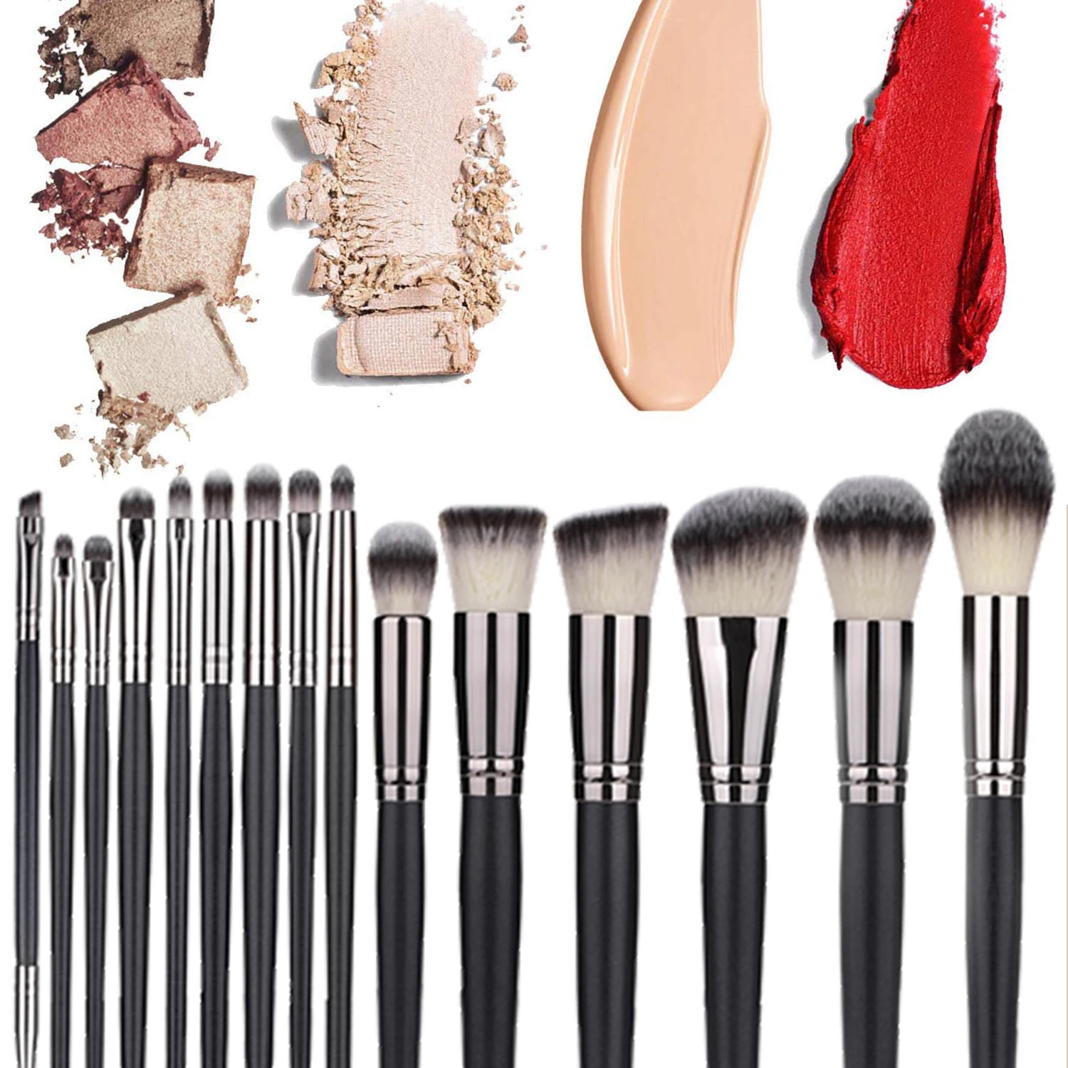 

15PCS/Set Makeup Brushes Kit Powder Foundation Eyeshadow Eyeliner Lip Brush Tool make up brush bag travelling, Black silver