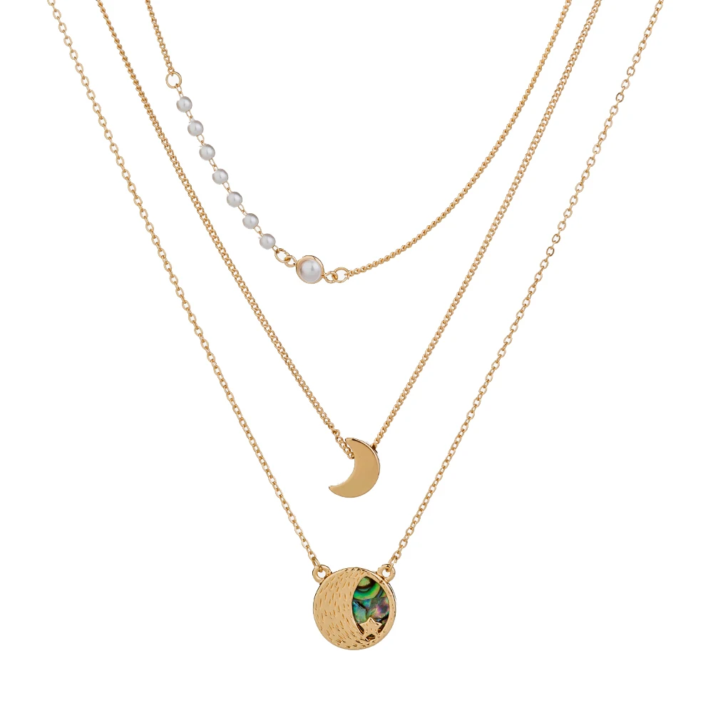 Women Vintage Jewelry Round Natural Abalone Shell Moon Pendant Multilayered Necklace Pearl Choker
Women Vintage Jewelry Round Natural Abalone Shell Moon Pendant Multilayered Necklace Pearl Choker