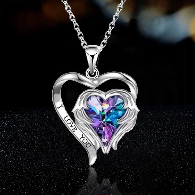 New Arrivals Sterling Silver I Love You Forever Charm Crystal Heart Pendant Necklace Mother's Day Gift, As picture
New Arrivals Sterling Silver I Love You Forever Charm Crystal Heart Pendant Necklace Mother's Day Gift, As picture
