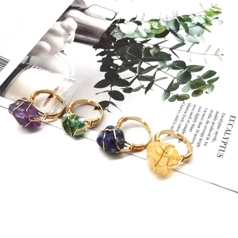 Healing Crystal Gemstone Jewelry Crystal Wrapped Women Men Gemstone Ring Wire Wrapped Irregular Stone Rings
Healing Crystal Gemstone Jewelry Crystal Wrapped Women Men Gemstone Ring Wire Wrapped Irregular Stone Rings