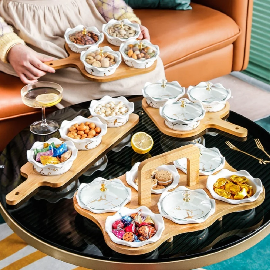 Golden lattice fruit plate light luxury creative home with lid wooden tray dessert nuts classification plate ceramic fruit plate
Golden lattice fruit plate light luxury creative home with lid wooden tray dessert nuts classification plate ceramic fruit plate