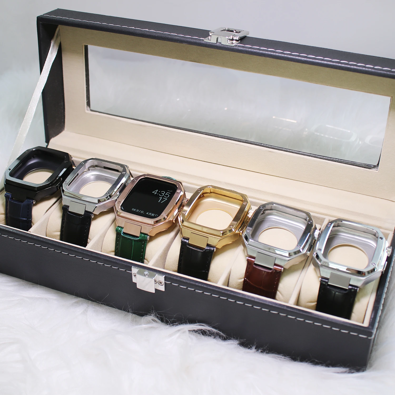 DIY modification watch band case cover for apple watch Luxury Leather strap for iwatch series 7 6 5 stainless steel watch case
DIY modification watch band case cover for apple watch Luxury Leather strap for iwatch series 7 6 5 stainless steel watch case