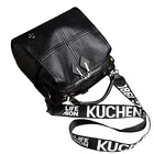 Custom Korean Style Luxury Black Pu Shoulder Bags Backpack for Women