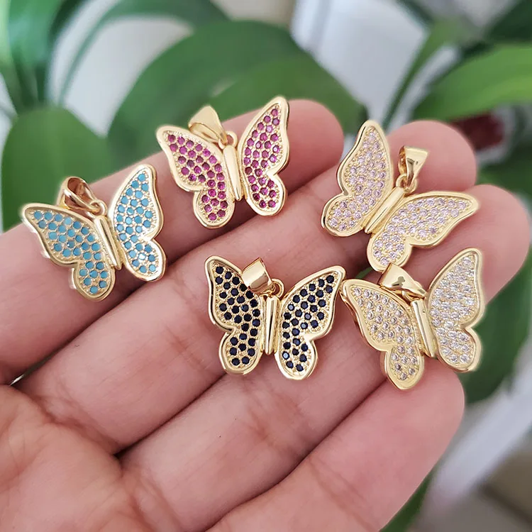 CZ8323 18k Gold Plated CZ Zircon Micro Pave Crystal Rhinestone Butterfly Charm Pendant for Necklace Jewelry Making
CZ8323 18k Gold Plated CZ Zircon Micro Pave Crystal Rhinestone Butterfly Charm Pendant for Necklace Jewelry Making