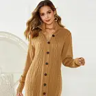 Women's winter sweater single button coat knitted cardigan sweater long coat
