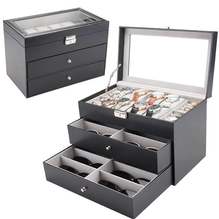 Wholesale Three Layer Leather 18 Glasses Storage Display Glasses Display Box, Custom
Wholesale Three Layer Leather 18 Glasses Storage Display Glasses Display Box, Custom