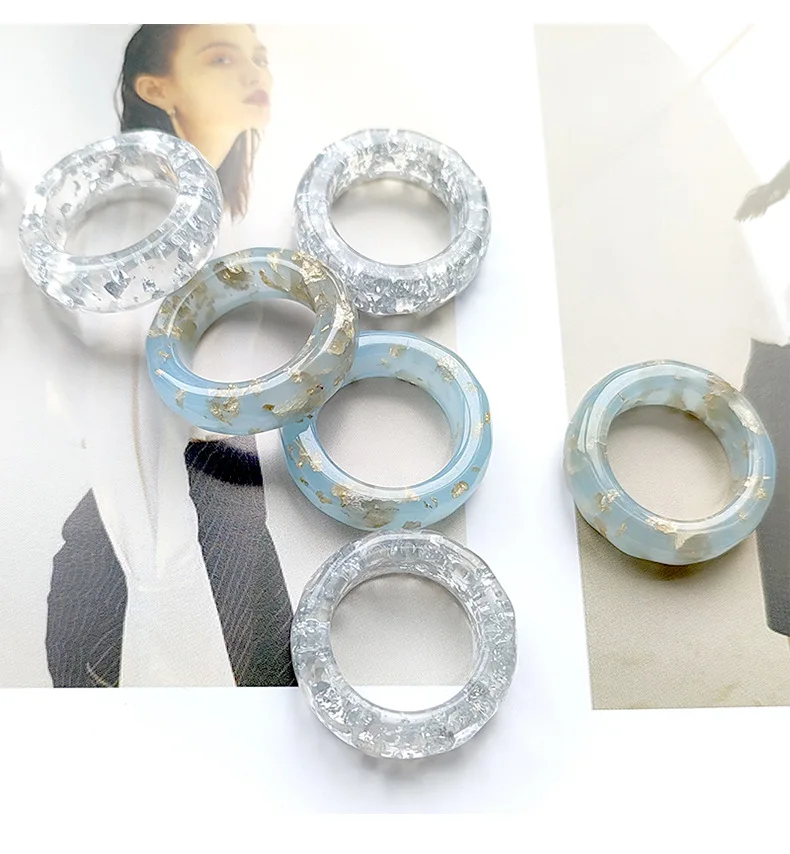 Korean style acrylic resin ring gold foil silver foil faceted ring for men and women
Korean style acrylic resin ring gold foil silver foil faceted ring for men and women