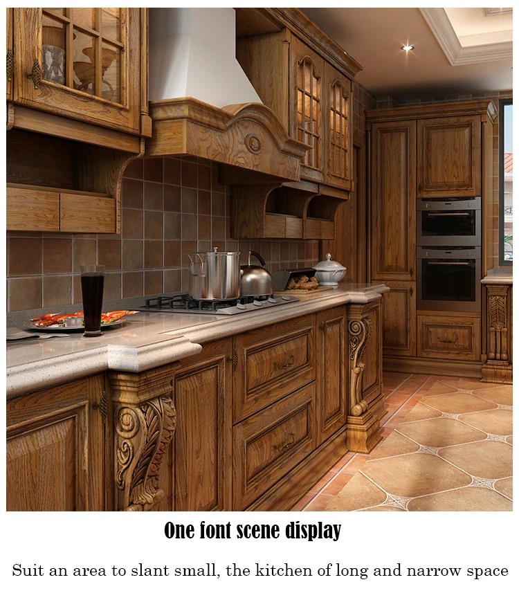 Integral ambry red oak European solid wood kitchen project custom furniture