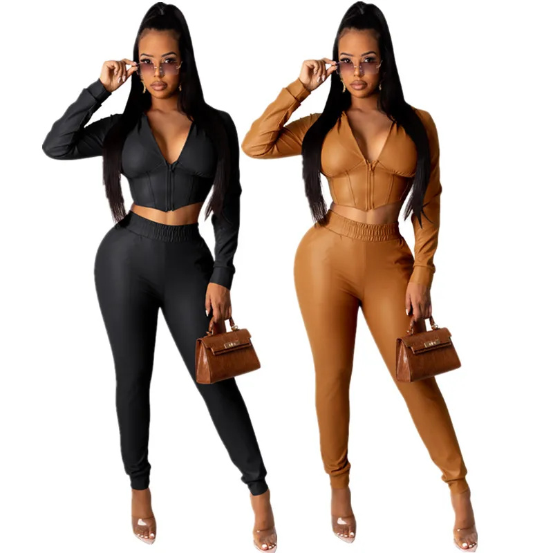 Women's autumn winter flocked Leather Two Piece Set sexy crop top hooded leather jacket hot fashion casual suit
Women's autumn winter flocked Leather Two Piece Set sexy crop top hooded leather jacket hot fashion casual suit