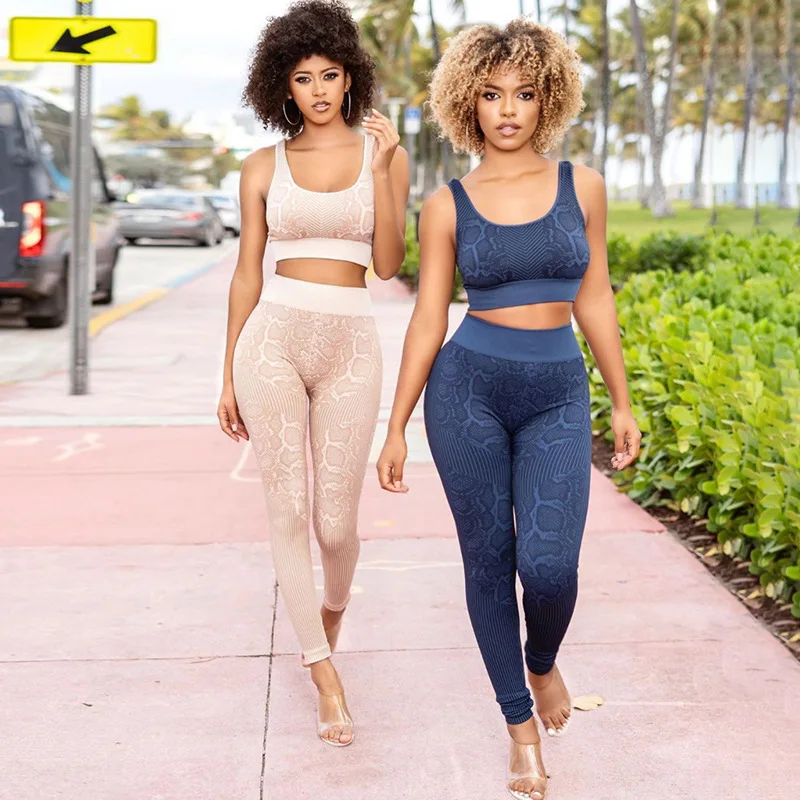 Fashion Snake Skin Print Two Piece Sets Women Active Wear Crop Top and Leggings Matching Set Ladies yoga set, Customized colors
Fashion Snake Skin Print Two Piece Sets Women Active Wear Crop Top and Leggings Matching Set Ladies yoga set, Customized colors