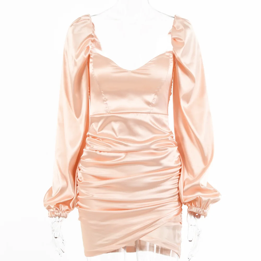 B54331A Cross-border women sexy long sleeve fashion satin short dress, Pink/burgundy
B54331A Cross-border women sexy long sleeve fashion satin short dress, Pink/burgundy