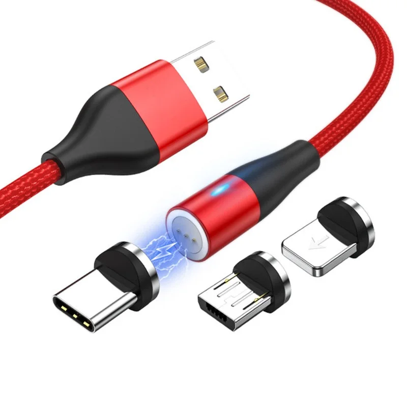 QC3.0 LED Magnetic Fast Charging Cable Data Sync 3A Magnet USB Charger for iPhone Micro USB Type C - ANKUX.COM