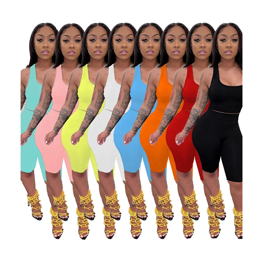 2022 New Style Summer Solid Color Vest And Biker Shorts Bodycon Sexy Women Elastic 2 Two Piece Shorts Set, 8 colors
2022 New Style Summer Solid Color Vest And Biker Shorts Bodycon Sexy Women Elastic 2 Two Piece Shorts Set, 8 colors