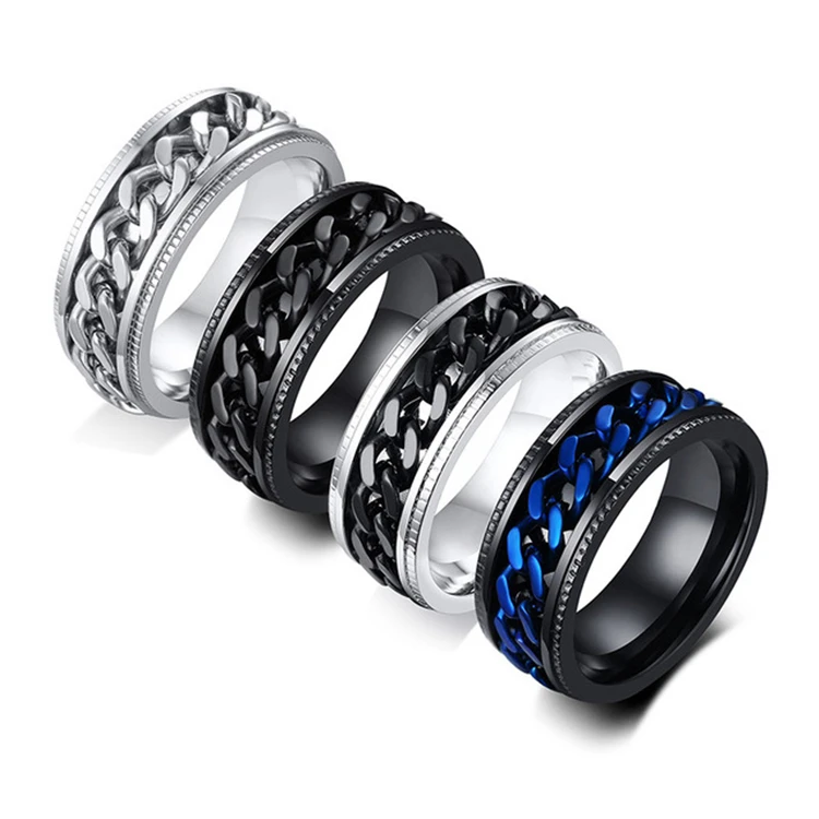 Titanium Steel Silver Rotating Chain Ring Punk Style Personality Men's Ring Ring Men's Jewelry
Titanium Steel Silver Rotating Chain Ring Punk Style Personality Men's Ring Ring Men's Jewelry