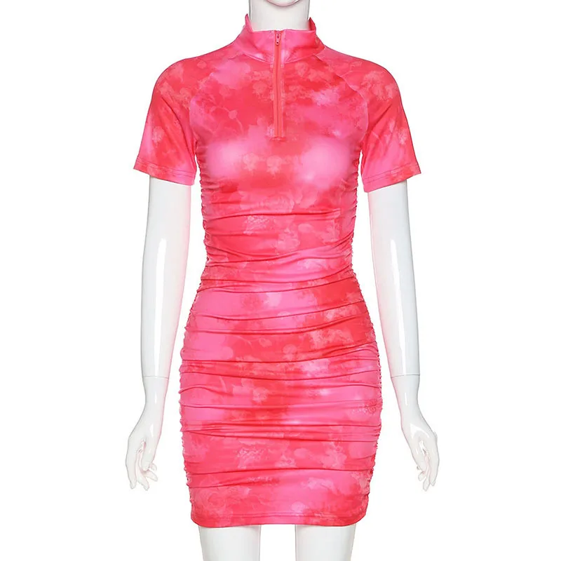 New print turtleneck bodycon Long sleeve casual high street pleated slim Tie-dye dress
New print turtleneck bodycon Long sleeve casual high street pleated slim Tie-dye dress