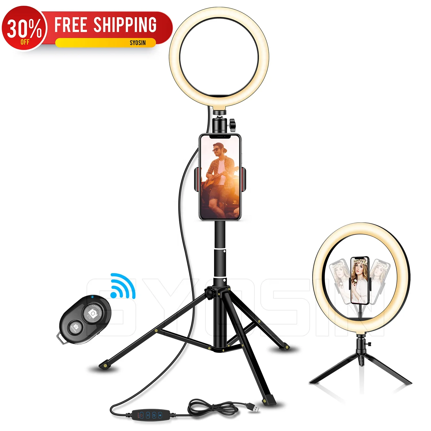 SYOSIN 30%OFF Free Shipping 10 Inch Led Ring Light Set 3-Colors Live Vlog Lamp Lighting With Tripod Stand Ring Light 26cm Kit
SYOSIN 30%OFF Free Shipping 10 Inch Led Ring Light Set 3-Colors Live Vlog Lamp Lighting With Tripod Stand Ring Light 26cm Kit